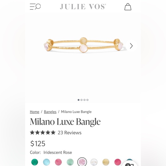 JULIE VOS SAVANNAH DEMI HINGE CUFF & Two Milano Bangles IN IRIDESCENT ROSE - Picture 6 of 8